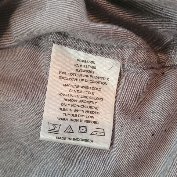 Levis Gray Button Front Collared Shirt Long Sleeve Roll Tab Casual Mens Medium - Picture 7 of 10